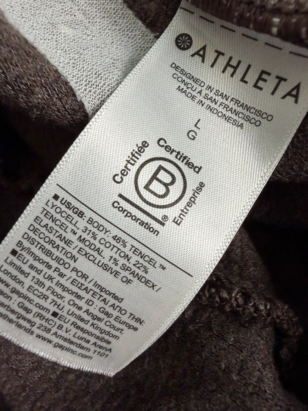 Athleta Tranquil Chocolate Waffle Jogger lounge Pants size large - Picture 7 of 7